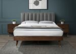 Vance Mid-Century Modern Linen Textured Fabric Upholstered Bed - Image 4