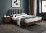 Vance Mid-Century Modern Linen Textured Fabric Upholstered Bed - Image 5