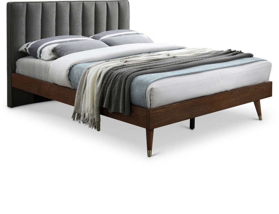 5155.jpg Vance Mid-Century Modern Linen Textured Fabric Upholstered Bed - Image 1