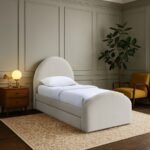 Andaz Chenille Fabric Upholstered Twin Trundle Bed - Image 2
