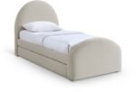 Andaz Chenille Fabric Upholstered Twin Trundle Bed