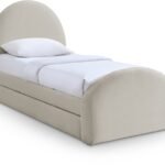 Andaz Chenille Fabric Upholstered Twin Trundle Bed