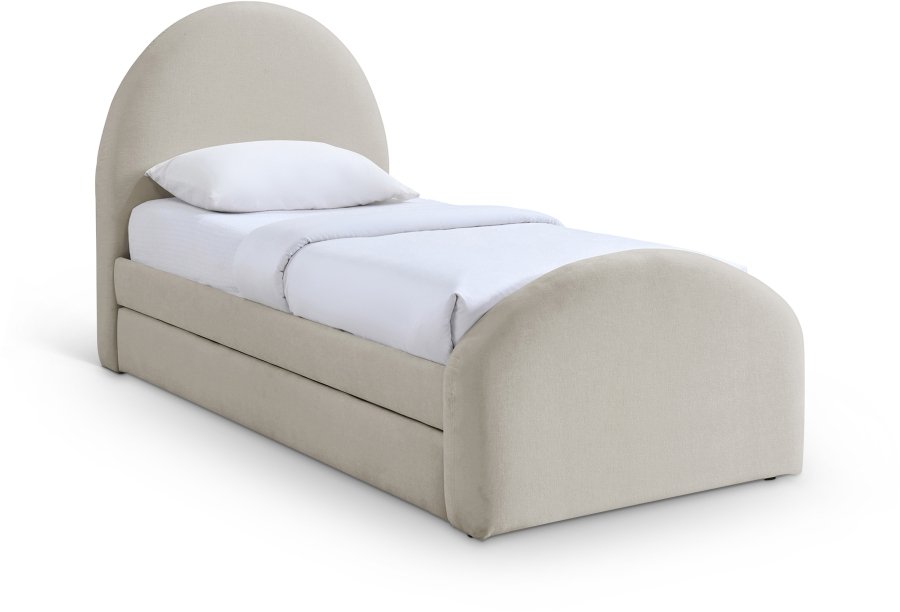 51885.jpg Andaz Chenille Fabric Upholstered Twin Trundle Bed - Image 1