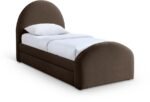 Andaz Chenille Fabric Upholstered Twin Trundle Bed