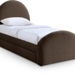 Andaz Chenille Fabric Upholstered Twin Trundle Bed