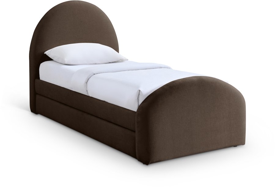 51889.jpg Andaz Chenille Fabric Upholstered Twin Trundle Bed - Image 1
