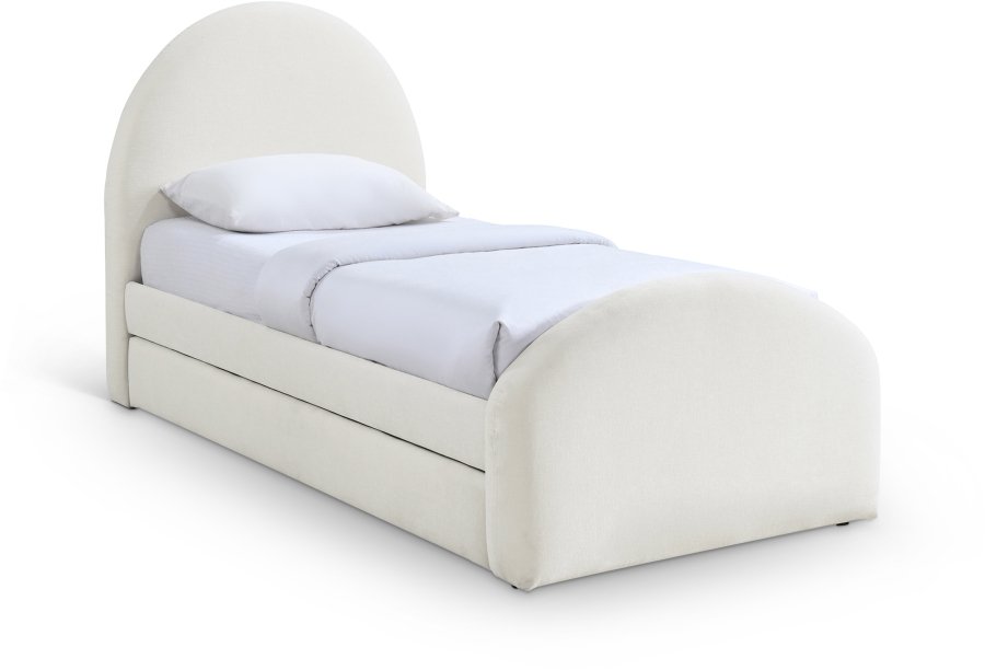 51893.jpg Andaz Chenille Fabric Upholstered Twin Trundle Bed - Image 1