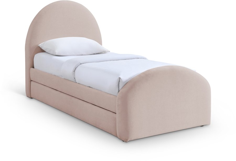 51905.jpg Andaz Chenille Fabric Upholstered Twin Trundle Bed - Image 1