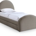 Andaz Chenille Fabric Upholstered Twin Trundle Bed