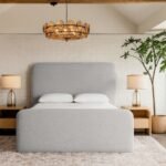 Fira Linen Textured Fabric Upholstered Bed - Image 2