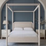Salina Linen Textured Fabric Upholstered Bed - Image 2