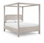 Salina Linen Textured Fabric Upholstered Bed