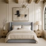 Kendall Linen Textured Fabric Upholstered Bed - Image 2