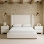 Solange Linen Textured Fabric Upholstered Bed - Image 2