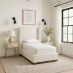 Solange Linen Textured Fabric Upholstered Twin Bed - Image 2