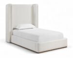 Solange Linen Textured Fabric Upholstered Twin Bed