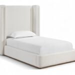 Solange Linen Textured Fabric Upholstered Twin Bed