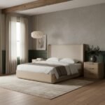 Tiberio Solid Wood And Linen Textured Fabric Bed - Image 2