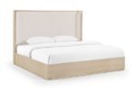 Tiberio Solid Wood And Linen Textured Fabric Bed