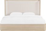 Tiberio Solid Wood And Linen Textured Fabric Bed - Image 3