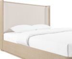 Tiberio Solid Wood And Linen Textured Fabric Bed - Image 6