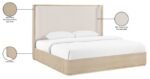 Tiberio Solid Wood And Linen Textured Fabric Bed - Image 11