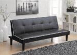 KATRINA UPHOLSTERED TUFTED CONVERTIBLE SOFA BED BLACK - Image 2