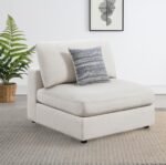 SERENE UPHOLSTERED ARMLESS CHAIR BEIGE - Image 2