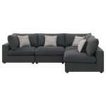 SERENE 4-PIECE UPHOLSTERED MODULAR SECTIONAL SOFA CHARCOAL - Image 3