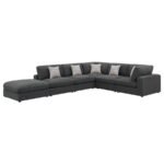 SERENE 6-PIECE UPHOLSTERED MODULAR SECTIONAL SOFA CHARCOAL