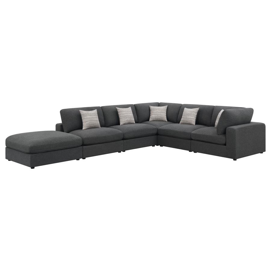 551324-SET_02x900.jpg SERENE 6-PIECE UPHOLSTERED MODULAR SECTIONAL SOFA CHARCOAL - Image 1