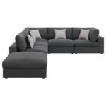 SERENE 6-PIECE UPHOLSTERED MODULAR SECTIONAL SOFA CHARCOAL - Image 5