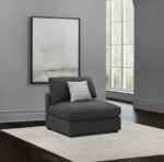 SERENE UPHOLSTERED ARMLESS CHAIR CHARCOAL - Image 2