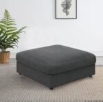 SERENE SQUARE UPHOLSTERED OTTOMAN CHARCOAL - Image 2