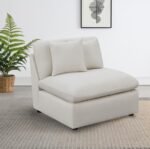 HOBSON UPHOLSTERED ARMLESS CHAIR IVORY - Image 2