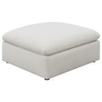 HOBSON SQUARE UPHOLSTERED OTTOMAN IVORY