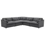 HOBSON 5-PIECE UPHOLSTERED MODULAR SECTIONAL SOFA CHARCOAL - Image 2