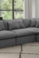 HOBSON UPHOLSTERED ARMLESS CHAIR CHARCOAL - Image 2