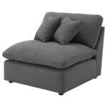HOBSON UPHOLSTERED ARMLESS CHAIR CHARCOAL - Image 4