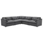 HOBSON UPHOLSTERED ARMLESS CHAIR CHARCOAL - Image 9