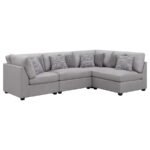 CAMBRIA 4-PIECE UPHOLSTERED MODULAR SECTIONAL SOFA GREY - Image 2