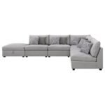 CAMBRIA 6-PIECE UPHOLSTERED MODULAR SECTIONAL SOFA GREY - Image 3