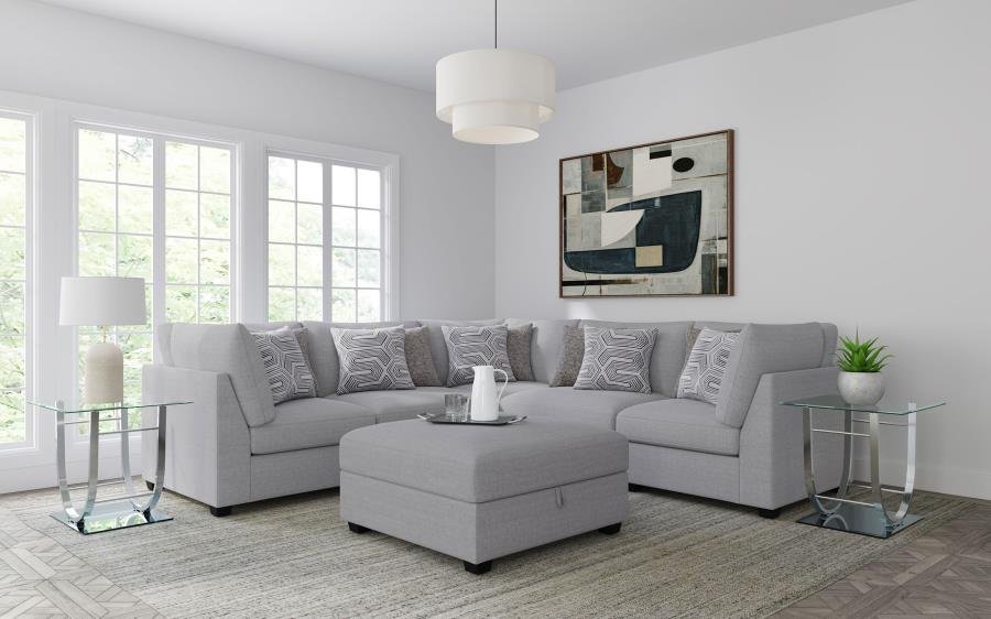 551511-S6B_01x900.jpg CAMBRIA 6-PIECE UPHOLSTERED MODULAR SECTIONAL SOFA GREY - Image 1