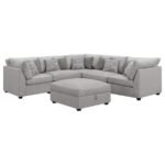CAMBRIA 6-PIECE UPHOLSTERED MODULAR SECTIONAL SOFA GREY - Image 2