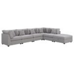 CAMBRIA 6-PIECE UPHOLSTERED MODULAR SECTIONAL SOFA GREY - Image 2