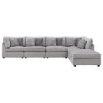 CAMBRIA 6-PIECE UPHOLSTERED MODULAR SECTIONAL SOFA GREY - Image 3