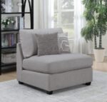 CAMBRIA UPHOLSTERED ARMLESS CHAIR GREY - Image 2