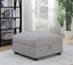 CAMBRIA SQUARE UPHOLSTERED STORAGE OTTOMAN GREY - Image 2