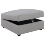 CAMBRIA SQUARE UPHOLSTERED STORAGE OTTOMAN GREY - Image 3