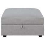 CAMBRIA SQUARE UPHOLSTERED STORAGE OTTOMAN GREY - Image 4